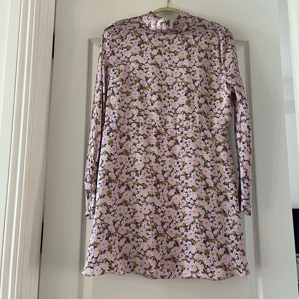 Zara dress silky with bow tie on neck